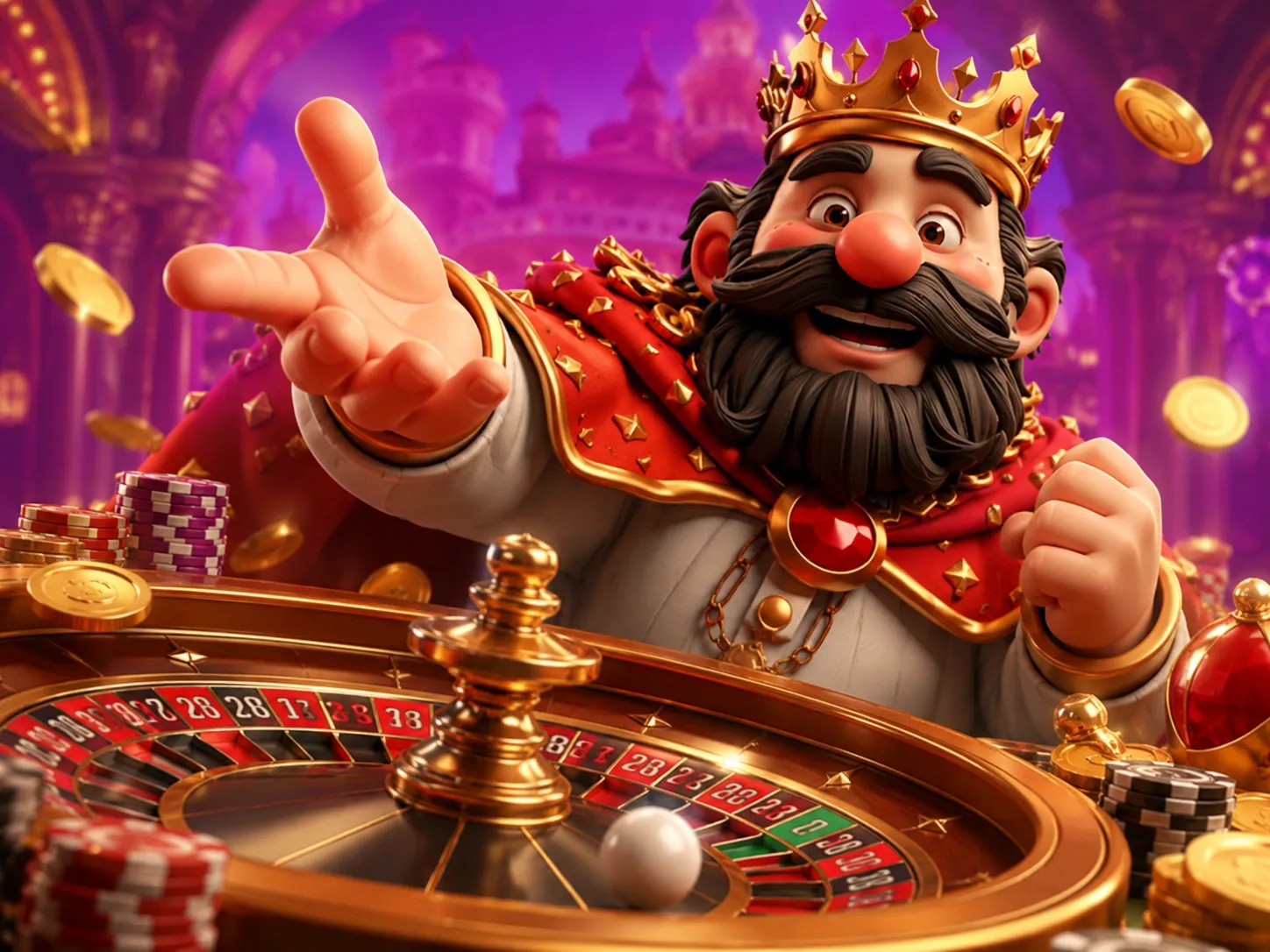 Royal Roulette Casino Scene With King